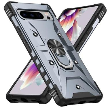 Imagem de SORAKA Capa para Google Pixel 8 Pro com suporte para anel,PC rígido e TPU macio,proteção dupla 2 em 1,compatível com suportes magnéticos para carros
