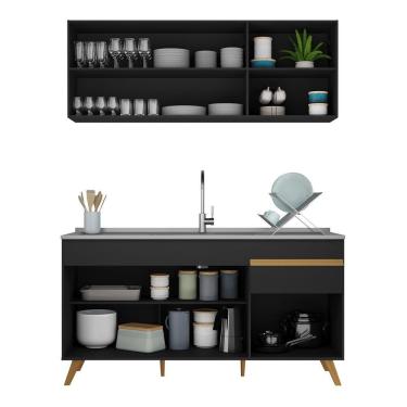 Imagem de Cozinha Compacta Veneza Gb Mp2079 Com Armário E Balcão Preta
