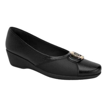 Imagem de Sapato Salto Anabela Feminino Conforto Piccadilly - Preto-Feminino