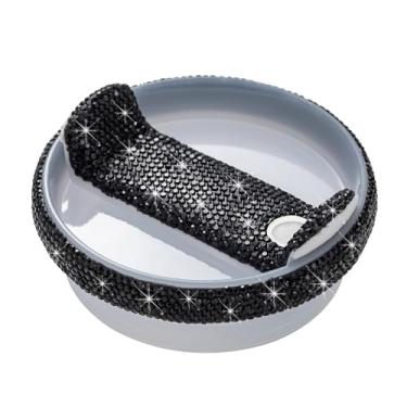 Imagem de Tampa de copo de substituição de 1,134 g para Stanley Cup Bling Tampas de copo de substituição compatíveis com Stanley Quencher 2.0 Cup Top Covers Acessórios para mulheres (preto)