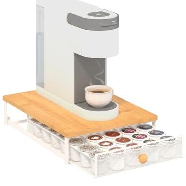 Imagem de Sedegn Organizador de copos K, gaveta de suporte de cápsulas de café, organizador de armazenamento com gaveta deslizante comporta até 35 cápsulas de xícara K, sem necessidade de montagem, cor carvalho