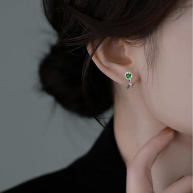 Imagem de Brincos de pressão para mulheres, pedra do mês de novembro, hipoalergênicos, não perfurados, sem dor, Medium, Cobre, Esmeralda