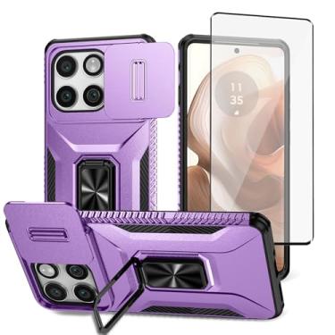 Imagem de Asuwish Capa de telefone para Samsung Galaxy S25 Edge com capa deslizante para câmera de vidro temperado protetor de tela suporte suporte de celular fino robusto protetor de celular S25Edge 25S S 25