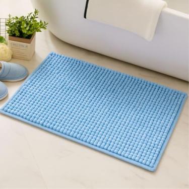 Imagem de Kit Tapete Banheiro 40x60 Antiderrapante Bolinha Microfibra Macarrão Luxo(2,Azul Bebê)