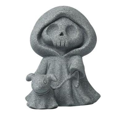 Imagem de Escultura de figura Mini Grim Reaper com pedra artística para animais 