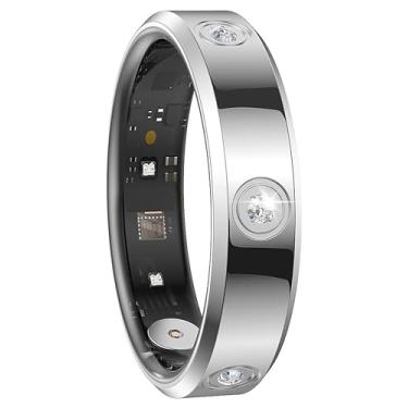 Imagem de CNBRO Anel inteligente ultra estreito monitor de frequência cardíaca anel de sono confortável rastreador fitness saúde pedômetro contador de passos calorias à prova d'água senhoras anéis inteligentes