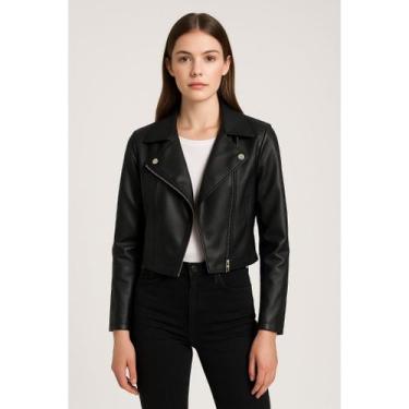 Imagem de Jaqueta Feminina de material sintético Outono Inverno Elegante com Zíp