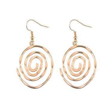 Imagem de Brincos pendentes redondos em espiral para mulheres, círculos, criativos, círculos, de metal, ondas, brincos pendentes, joias e presentes, Medium, Liga de aço, Sem pedra preciosa