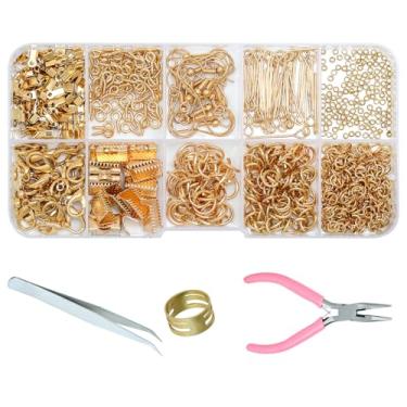 Imagem de Gacuyi Kit de suprimentos para fabricação de joias, kit de reparo de joias com alicates, achados e fios de contas para reparo de achados de joias e miçangas (ouro KC)