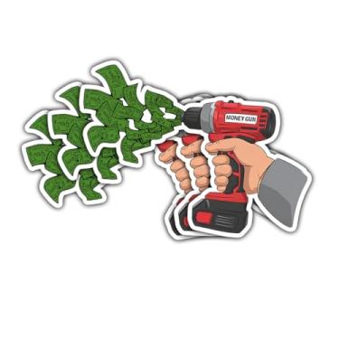 Imagem de (3 peças) Adesivo de chapéu rígido de arma de dinheiro - Lineman, mecânico, adesivo de vinil à prova d'água cortado de colarinho azul para capacete, capacete, laptop, garrafa de água, capa de telefone