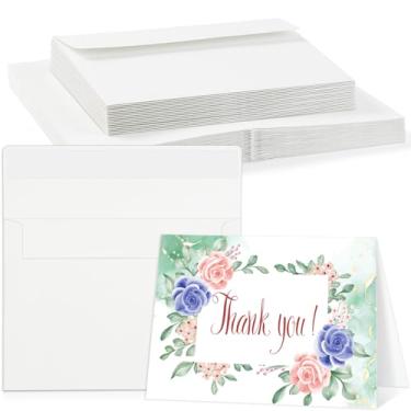 Imagem de 20 conjuntos de cartões de aquarela com envelopes, cartões de papel aquarela de 63,5 kg/300 g/m2, cartões em branco dobráveis de 12 x 17 cm e envelopes para cartões comemorativos, convites de