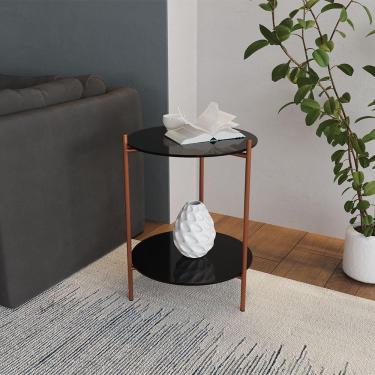 Imagem de Mesa Lateral Industrial Premium Marbella Cobre Com Preto - Preto