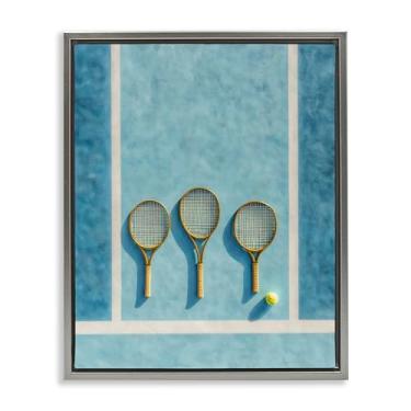 Imagem de Stupell Industries Arte de parede em tela flutuante com moldura marrom trio raquete de tênis, design por Franklyn Gregory, 53 x 43 cm