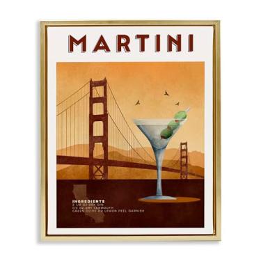 Imagem de Stupell Industries Arte de parede retrô em tela flutuante com moldura preta para Martini e Ponte, design de Brett Blumenthal, 78 x 63 cm