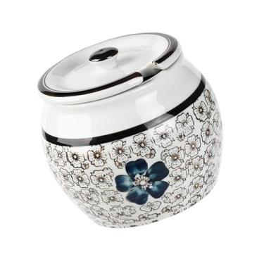 Imagem de Vasilha de Cerâmica para Cozinha, 600ml, Jarra de Cerâmica para Armazenamento de Alimentos Com Tampa Hermética para café, chá, Sal, Cereal, Azul