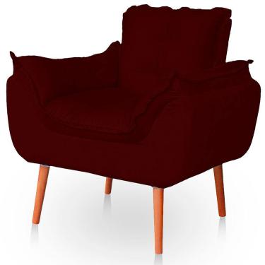 Imagem de Poltrona Opala Para Sala Confortável Resistente Veludo Cor Bordo