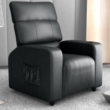 Imagem de Poltrona Reclinável Para Sala Hull Sintetico Preto