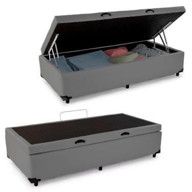 Imagem de Cama Box Baú Solteiro Sintético Sereneprime Cinza 88x188x44