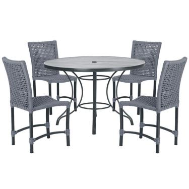 Imagem de Mesa Ascoli Com 4 Cadeiras Cannes De Alumínio Trama Prata