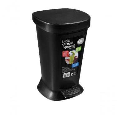 Imagem de Lixeira Com Pedal Square 21,4 X 32 X 20,3 Cm 5 L Preto Coza