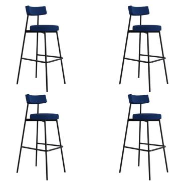 Imagem de Banqueta Alta Stout Ae: 100 / Aa: 75cm C/04 Un. Bqst7510.4 Azul Jeans City Azul Jeans City