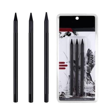 Imagem de Conjunto de lápis de carvão para desenho profissional, 3 peças, macio, médio e duro, para esboçar, sombreamento, arte, sala de aula, estúdio