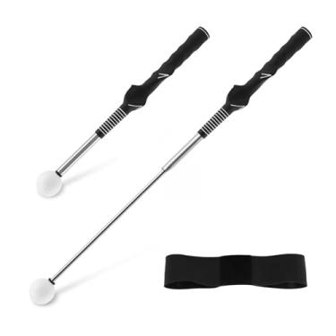 Imagem de Herxsin Auxiliar retrátil de treinamento de swing de golfe, treinador de aderência portátil com som de clique de ritmo, acessório para treinador de aderência de golfe - ideal para iniciantes, prática