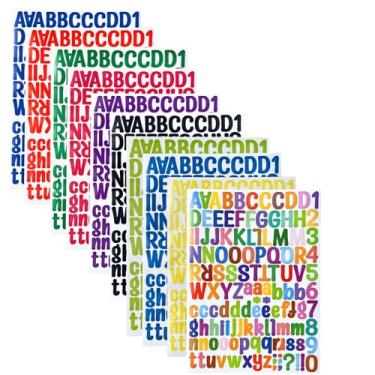 Imagem de 1260 adesivos de letras, adesivos ABC de 10 folhas, adesivo de alfabeto de número pequeno de 2,5 cm, adesivo autoadesivo de vinil em letras para pôster, garrafas, vidro, decoração