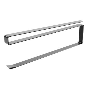Imagem de Suporte de toalha de papel sob armário - dispensador de rolo embutido para cozinha com suporte adesivo - rack de armazenamento sem broca para pendurar lenços e toalhas - preto