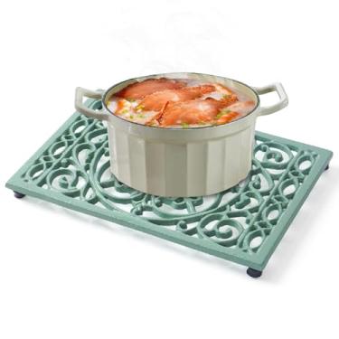 Imagem de Notakia Conjunto de trivet de ferro fundido de 24 x 15 cm, grandes trivets de metal para pratos quentes, panelas decorativas de cozinha, tapetes resistentes ao calor para bancadas de quartzo, placa de