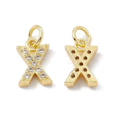 Imagem de Ipotkitt 5 peças de pingentes de letra X de zircônia cúbica de latão dourado com anel de salto e letras do alfabeto para fazer joias faça você mesmo, pulseira, colar, brincos, artesanato