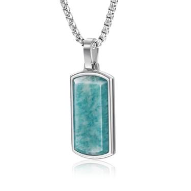 Imagem de GTMJ Colar com pingente de etiqueta de cachorro para homens e mulheres meteorito/olho de tigre/ônix preto/amazonita/ametista/turquesa/fibra de carbono forjada/lápis-lazúli/damasco/malaquita/aço