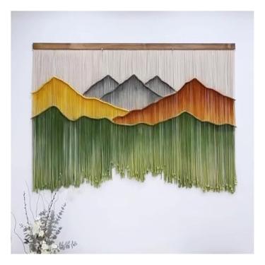 Imagem de Macrame Wall Hanging Tapeçaria boho tecida para parede, cabeceira de cama para sala de estar, decoração de paredes em casas de família.(130x90cm/51x34in)