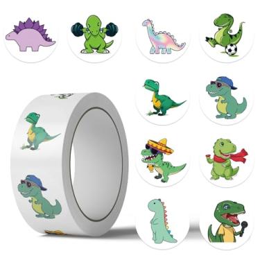 Imagem de 500 peças adesivos de dinossauro para crianças, 10 estilos, rolos de adesivos fofos de dinossauros para meninos, lembrancinhas de festa de animais de dinossauro, adesivos de vinil à prova d'água (500