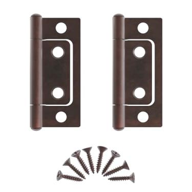 Imagem de Dobradiças antigas de cobre não encaixado - 5 cm x 11/40.6 cm - Pacote com 2 - Dobradiças de porta de armário - Ferragens para móveis - NH1-SAC