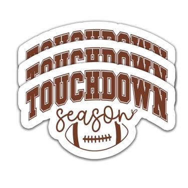 Imagem de Adesivos de futebol (3 peças) - Temporada de touchdown - Decalques de vinil à prova d'água para telefones, garrafas de água, copos - Adesivos esportivos para times de futebol - 7,6 cm x 4,6 cm
