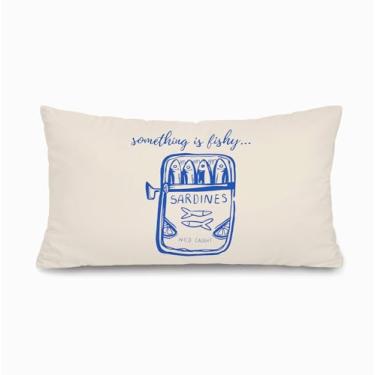 Imagem de Dilemat Travesseiros retrô de praia 30 x 50, decoração de quarto litoral azul, decoração de casa de praia, capas de almofada lombar para sofá-cama, casa, quarto, sala de estar