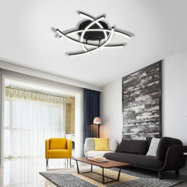 Imagem de Luminária de teto LED moderna para sala de estar - Regulável, faixa de iluminação criativa para quarto com controle remoto - Luminária de teto curva e giratória em acrílico - Adequada para s