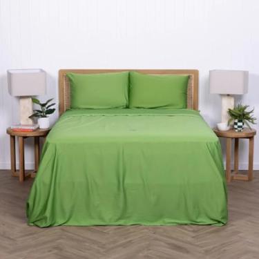 Imagem de THE LAD COLLECTIVE Jogo de cama King 3.0 - Jogo de cama de 4 peças com lençol de elástico, lençol de cima e 2 fronhas padrão [edredom não incluído] - Bambu - Algodão - Coleção Colorado Verde