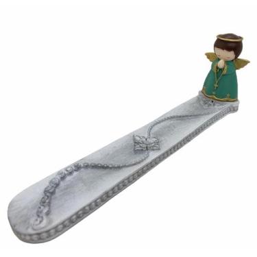 Imagem de Incensário Régua Anjo Verde 24 Cm Resina - Lua Mística - 100% Original