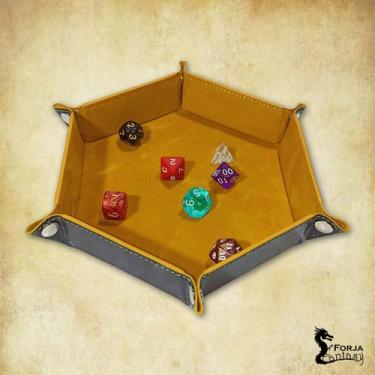 Imagem de Bandeja de dados Hexagonal em Couro - RPG, Amarelo