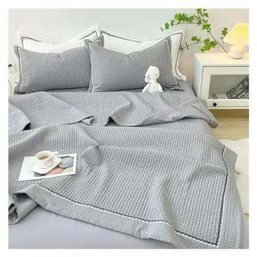 Imagem de Cobertor de verão com fio de bolha coreano, compatível com cama de casal, respirável, conjunto de edredom fino, lavável à máquina, conjunto de 3 peças ou colchas individuais, edredom para todas as