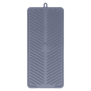 Imagem de SIWOTED Tapete de secagem de pratos de silicone de grau alimentício Silicone Resistente a altas temperaturas Almofada cinza escorredor de pratos para cozinha