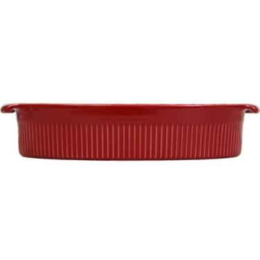Imagem de Germer, Travessa oval em porcelana, modelo assar ou servir, Funda, refratária, 1800 ml, Vermelho
