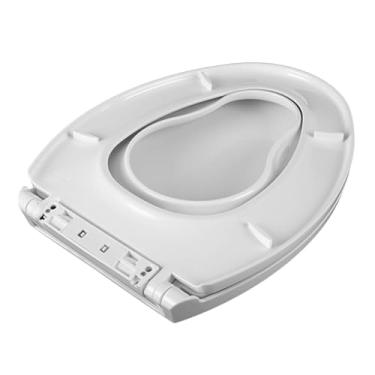 Imagem de Assento sanitário de fechamento suave com liberação rápida, tampa de vaso sanitário oval familiar com dobradiças ajustáveis, fixação superior, fácil instalação (48 x 36 cm) (uma cor 46,5 x 35,2 cm)
