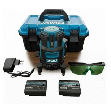 Imagem de Nível Laser Verde 5 Linhas Recarregável Alcance 200m com 2 Baterias 5000mAh e Maleta Javali