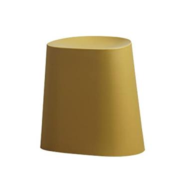 Imagem de SENNIAN Banqueta de troca de sapato banco de descanso de plástico resistente à água banqueta para pés para sala de estar para quarto, amarelo gengibre - 43 x 33 x 43 cm