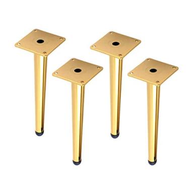 Imagem de ZJYWMM 4 peças Pernas de móveis, pés de móveis, pernas de mesa de metal, pés de suporte, pernas de sofá, pernas de armário, pernas de substituição de móveis, ouro (35 cm/13,7 pol.)