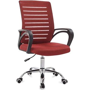 Imagem de Poltrona cadeiras de mesa, cadeira de escritório ergonômica lombar cadeira de escritório cadeira de mesa giratória, cadeira de malha de computador apoio de braço cadeira (cor: moldura preta vermelha)