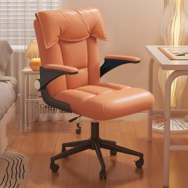 Imagem de LULUMAIC Cadeira de escritório, cadeira de escritório ergonômica com suporte lombar, apoios de braços dobráveis, cadeira de estudo giratória, cadeira de trabalho giratória, cadeira de jogos de altura